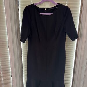 Ivanka Trump Black Sheath Dress Size 12 NWOT Ruffle Hem